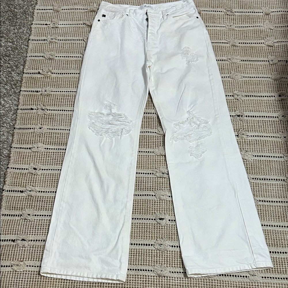 KanCan Men's White Straight Jeans